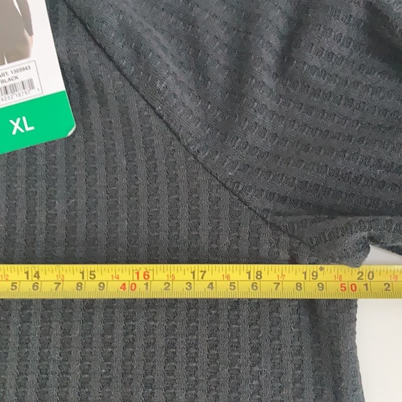 Chaser black waffle weave long sleeve shirt tunic rounded hi lo button sleeve - Picture 16 of 16